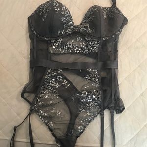 NWT VS teddy grey/ silver one piece